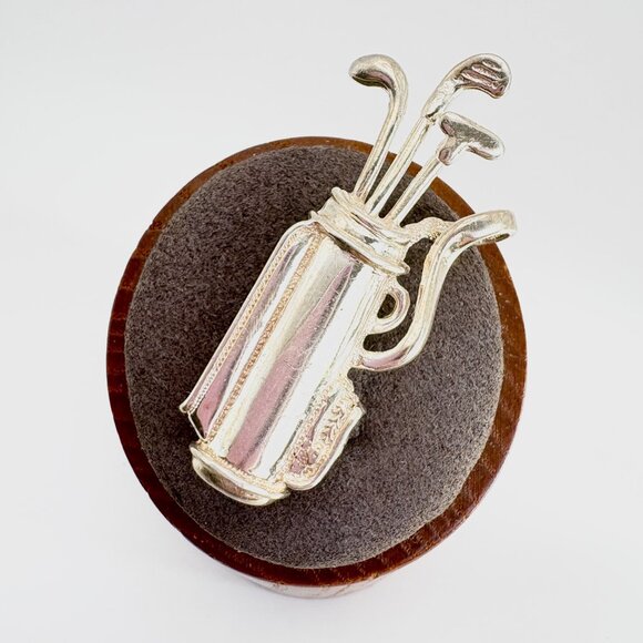 VTG Solid Sterling Silver 925 Golf Club Bag Pin Brooch Size 2" Length - Picture 1 of 11